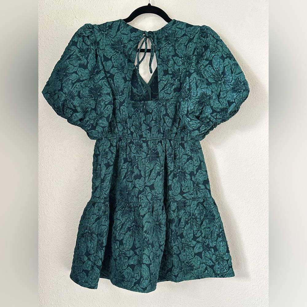 Emerald Green Mini Baby Doll Dress with V Neckline SZ XS - HOCO Formal - Picture 5 of 6